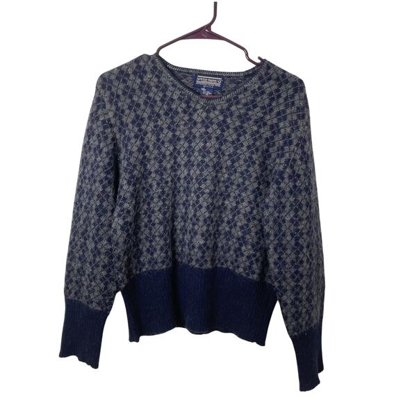 Vintage Newton Trading Sweater Size Medium Petite Wool Angora Argyle Heritage - Picture 1 of 5